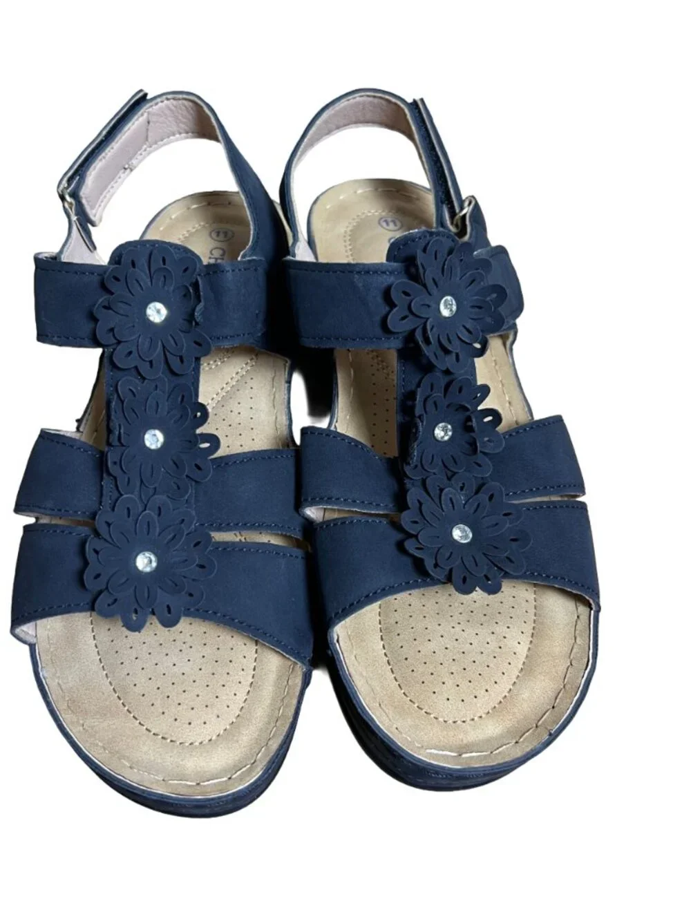 Cherokee‎ Floral Wedge Sandals Black 11 Boho